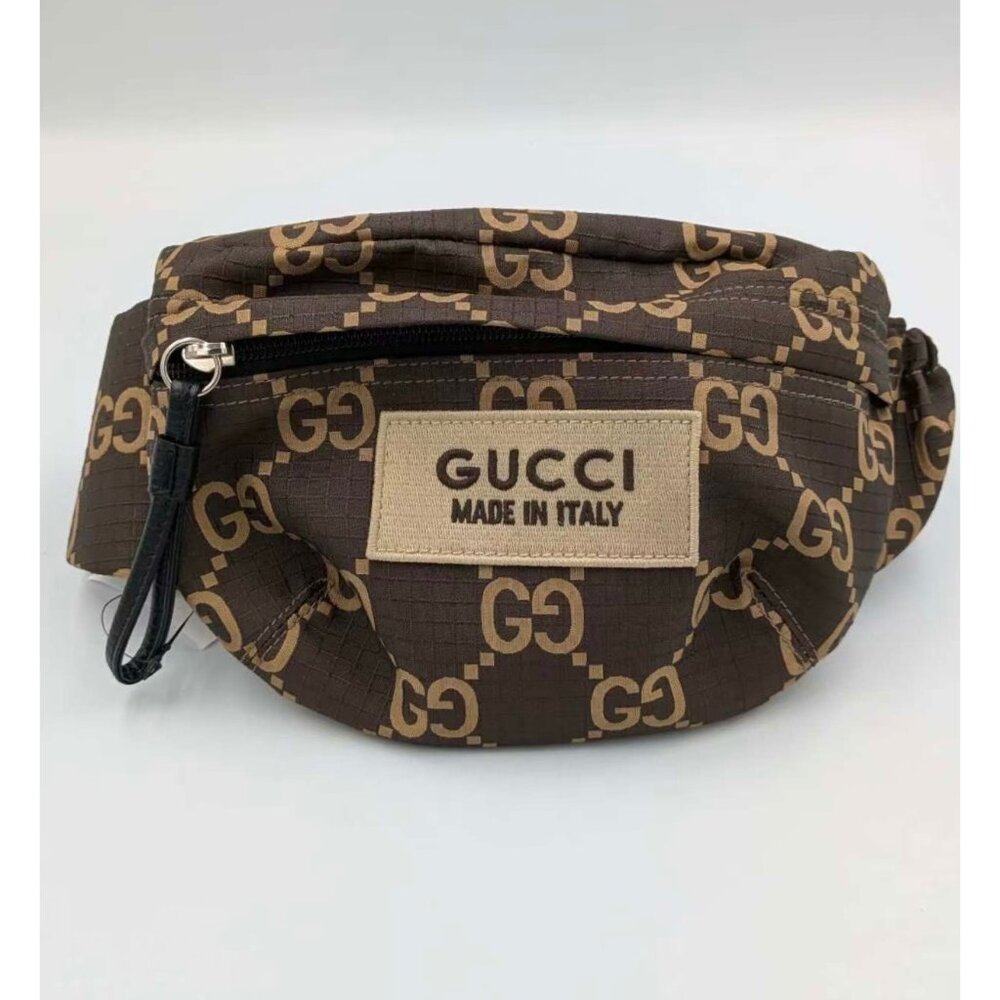 Gucci Ripstop GG Monogram Patch Belt Bag Beige Ebony 80cm 767934 - Picture 4 of 14